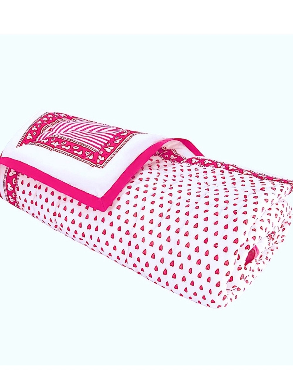 Roberta Roller Rabbit pink heart quilt Pink Heart Quilted Baby Blanket
